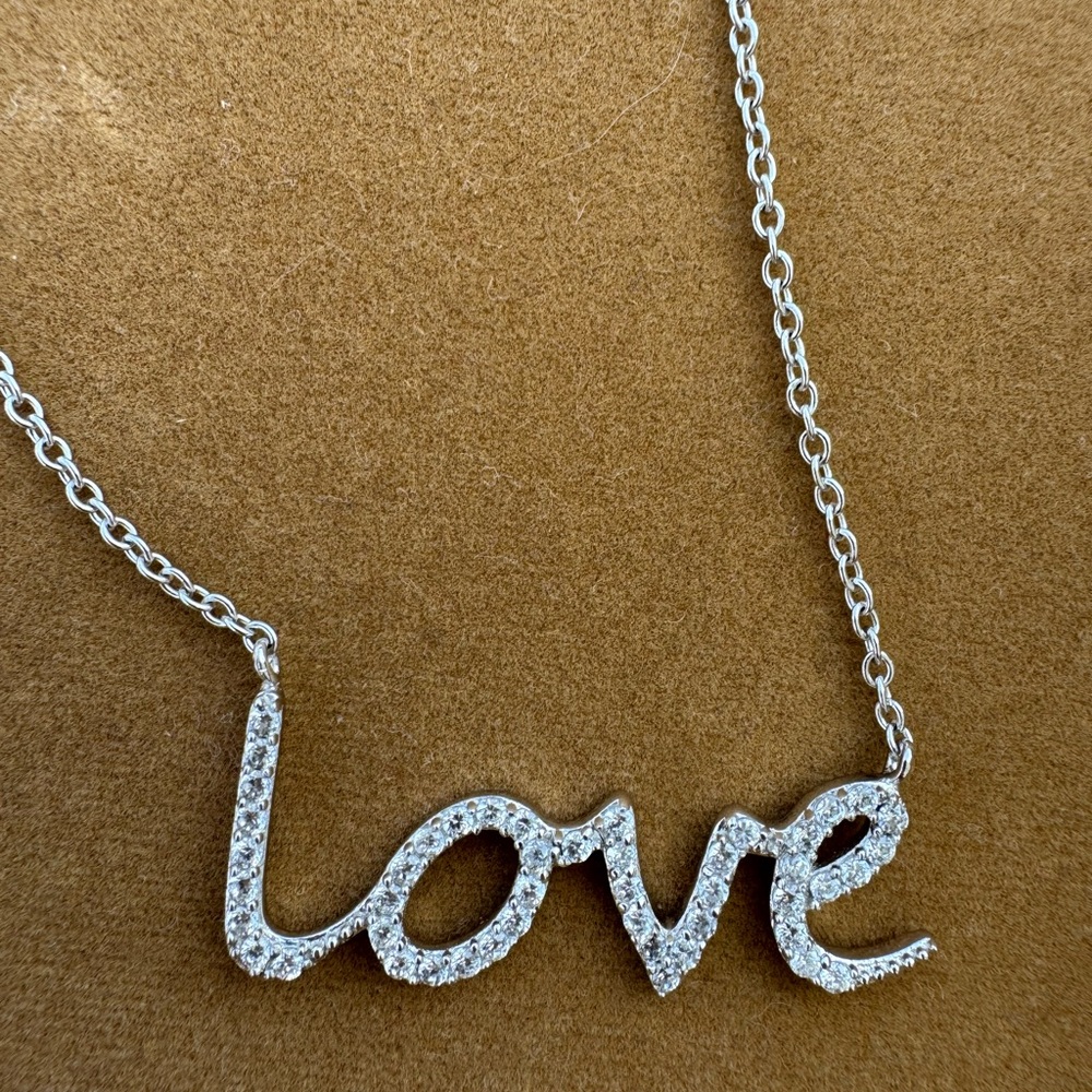 Silver Love Pendant Necklace Cubic Zirconia